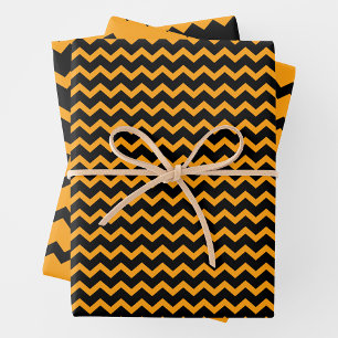 Gelb & schwarzes Zickzack-Chevron Fröhlich & Kühn Geschenkpapier Set