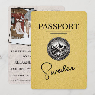 Gelb schwedischer Reisepass Save The Date