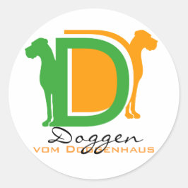 gelb Serie DD Doggen Runder Aufkleber