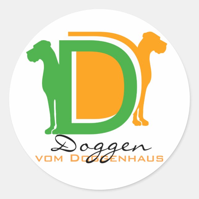 gelb Serie DD Doggen Runder Aufkleber (Vorderseite)