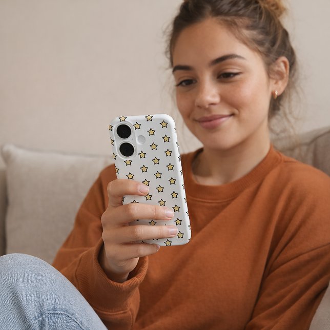 Gelb Stern Muster Minimalistische Sterne Case-Mate iPhone Hülle (A phone case with a fun pastel yellow star pattern.)