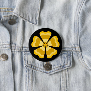 Gelb stilisierte Retro-Blume Button