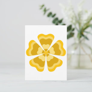 Gelb stilisierte Retro-Blume Postkarte