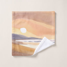 Gelb Strand Sonnenuntergang | Aquarell luftige Mal Waschlappen