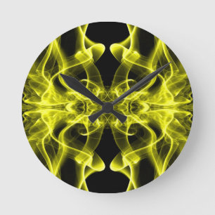 Gelb symmetrisch minimalistisches Schwarz Runde Wanduhr