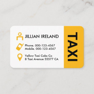 Gelb Taxi Cab Icons Fahrer Visitenkarte