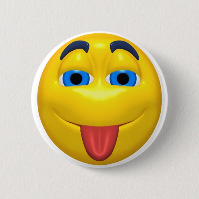 Gelb, Tounge heraus haftend Button (Vorderseite)