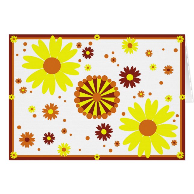 Gelb u. Brown-Blumen-Karte (Vorderseite (Horizontal))