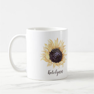 Gelb u. Brown-Sonnenblume-personalisierte Kaffeetasse
