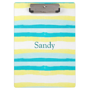 Gelb und aquamarines personalisiertes klemmbrett