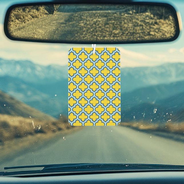 Gelb und Baby Blue Trellis, Gitter, Quatrefolie Autolufterfrischer (Von Creator hochgeladen)