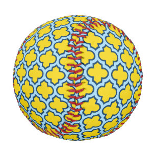 Gelb und Baby Blue Trellis, Gitter, Quatrefolie Baseball