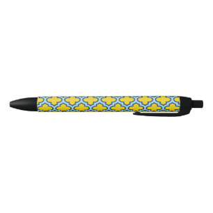 Gelb und Baby Blue Trellis, Gitter, Quatrefolie Kugelschreiber
