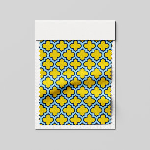 Gelb und Baby Blue Trellis, Gitter, Quatrefolie Stoff