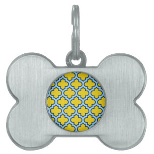 Gelb und Baby Blue Trellis, Gitter, Quatrefolie Tiermarke