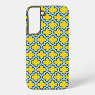 Gelb und Babyblau-Gitter, Gitterwerk, Vierpass Samsung Galaxy Hülle