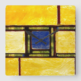 Gelb und Blau-Glas-Uhr Quadratische Wanduhr