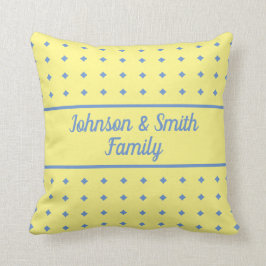 gelb und blau, hübsches Muster, eigener Name Kissen