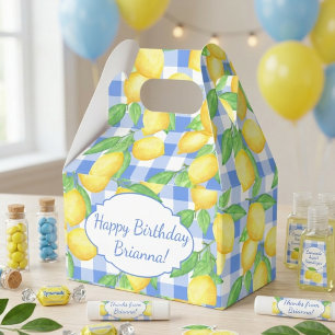Gelb und Blau kariert nach Maß Geschenkschachtel