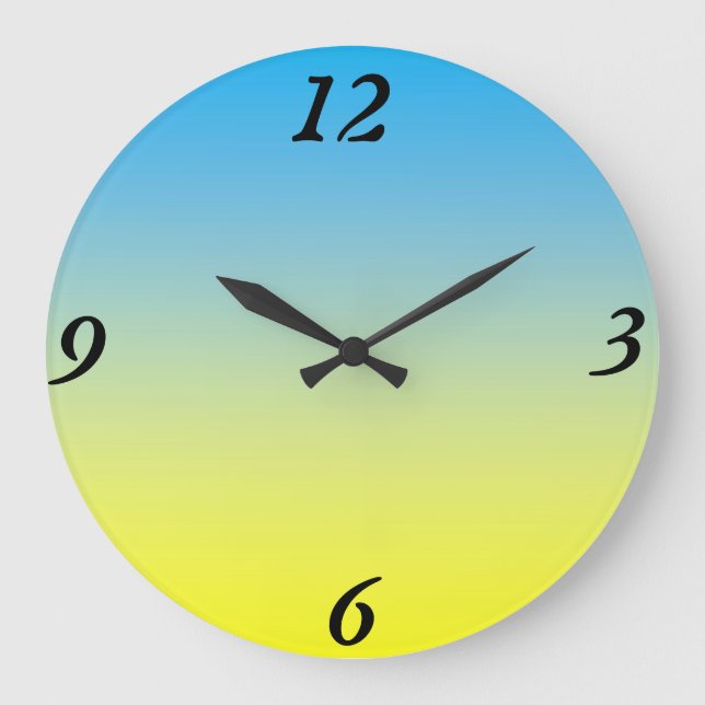Gelb und blau zwei Tone Große Wanduhr (Vorderseite)