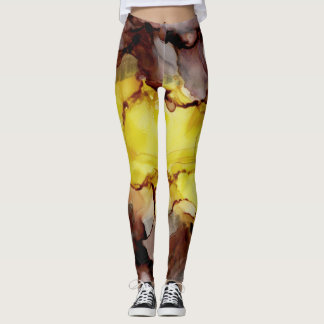 Gelb und braun Abstrakte Leggings