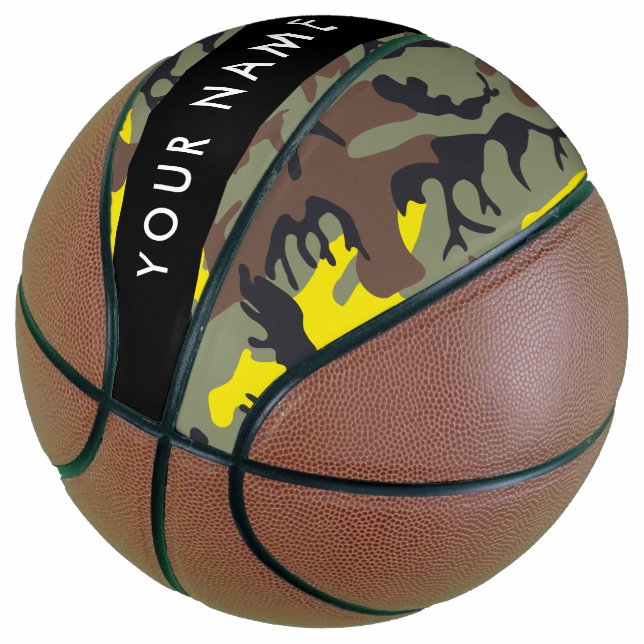 Gelb und braun Camouflage Ihr Name personalisieren Basketball (angewinkelt)