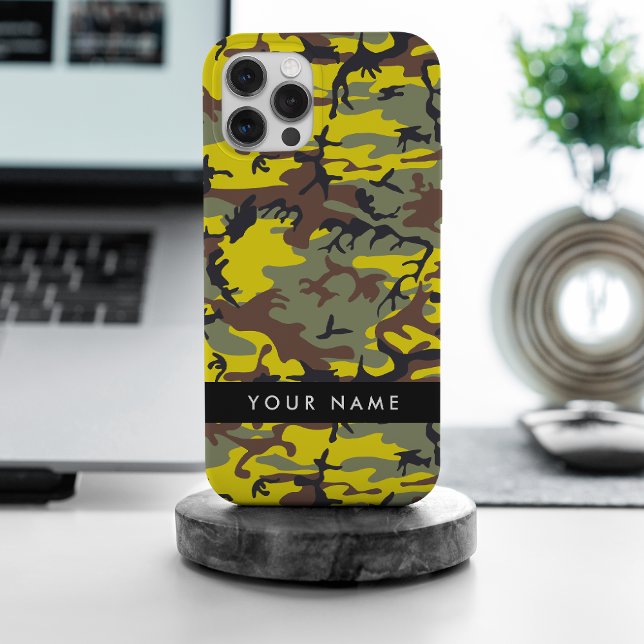 Gelb und braun Camouflage Ihr Name personalisieren Case-Mate iPhone Hülle (Von Creator hochgeladen)
