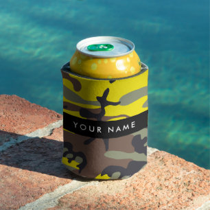 Gelb und braun Camouflage Ihr Name personalisieren Dosenkühler