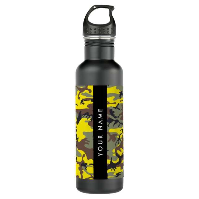 Gelb und braun Camouflage Ihr Name personalisieren Edelstahlflasche (Vorderseite)