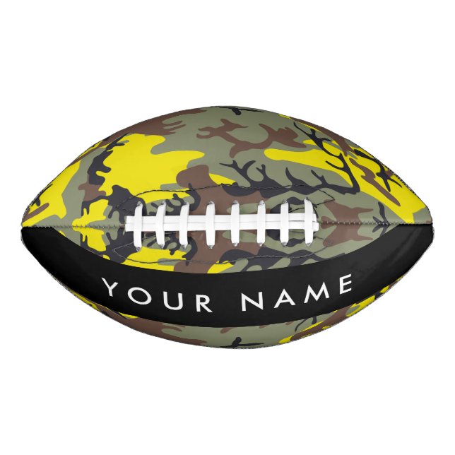 Gelb und braun Camouflage Ihr Name personalisieren Football (Vorderseite)