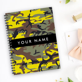Gelb und braun Camouflage Ihr Name personalisieren Notizbuch