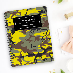 Gelb und Braun Camouflage, Tarnmuster, Militär, Ar Notizbuch
