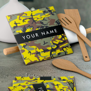 Gelb und Braun Tarnung Ihren Namen personalisieren Fliese