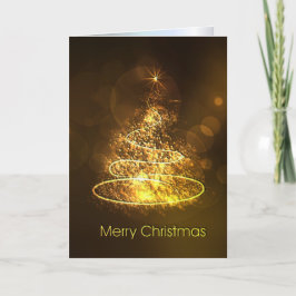 Gelb und braun Weihnachtsbaum mit Star Feiertagskarte