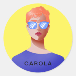 Gelb und elegant runder aufkleber