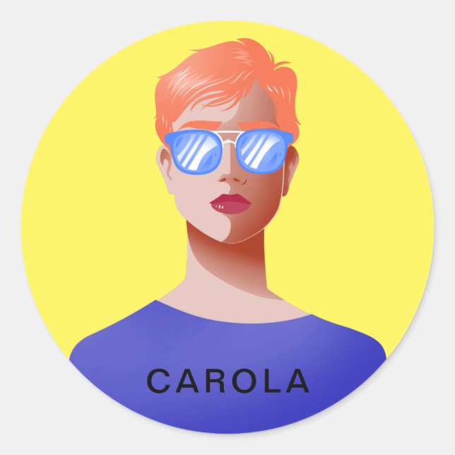 Gelb und elegant runder aufkleber (Vorderseite)