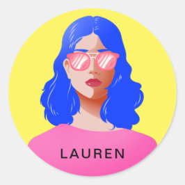 Gelb und elegant runder aufkleber