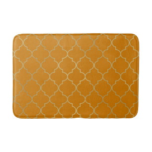 Gelb- und Gold-Quatrefoil-Muster mit Kurkuma Badematte