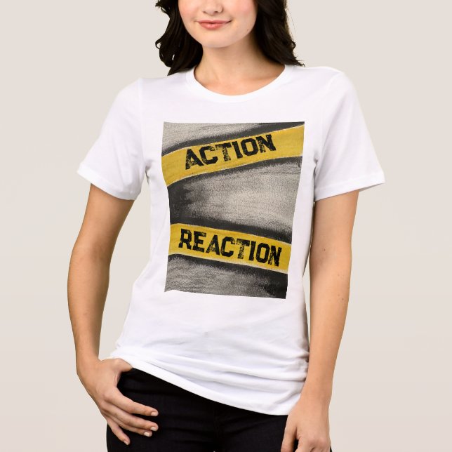 Gelb und Grafit von Frauen "Aktion und Reaktion" Tri-Blend Shirt (Vorderseite)