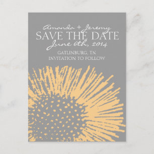 Gelb und grau, Abstrakt, floral Save the Date Ankündigungspostkarte