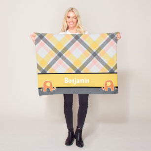 Gelb und Grau-Baby-Elefant Fleece Blanket