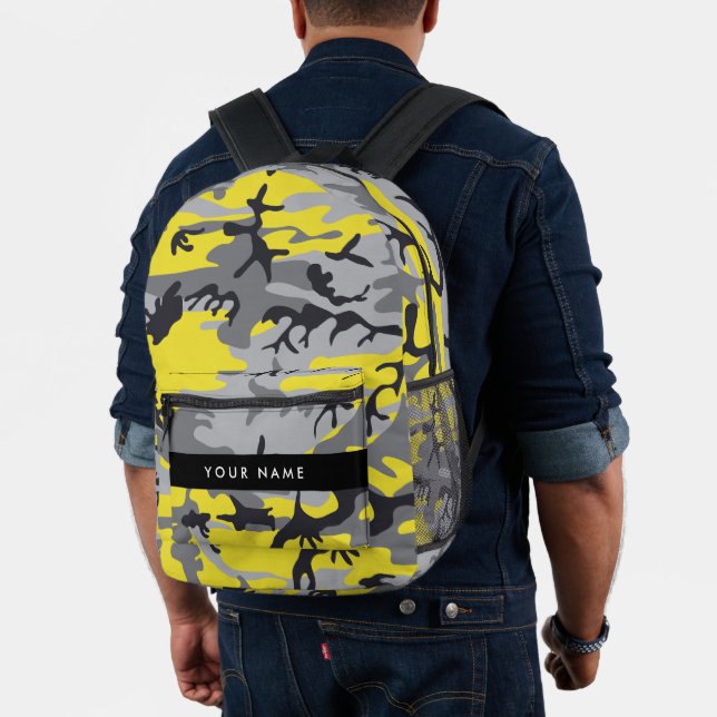 Gelb und Grau Camouflage Ihr Name personalisieren Bedruckter Rucksack (Insitu (Modell))
