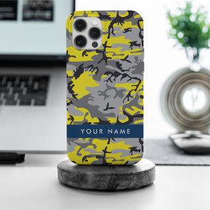 Gelb und Grau Camouflage Ihr Name personalisieren Case-Mate iPhone Hülle