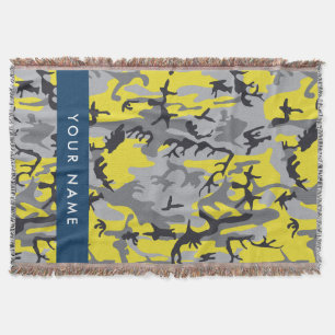 Gelb und Grau Camouflage Ihr Name personalisieren Decke