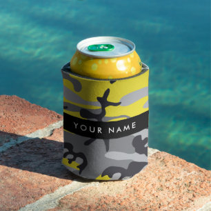 Gelb und Grau Camouflage Ihr Name personalisieren Dosenkühler