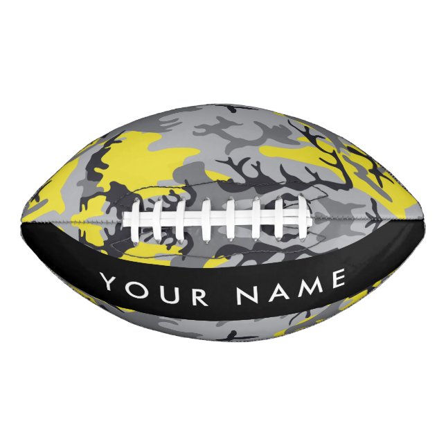 Gelb und Grau Camouflage Ihr Name personalisieren Football (Vorderseite)