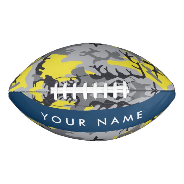 Gelb und Grau Camouflage Ihr Name personalisieren Football (Vorderseite)
