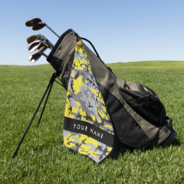 Gelb und Grau Camouflage Ihr Name personalisieren Golfhandtuch