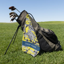 Gelb und Grau Camouflage Ihr Name personalisieren Golfhandtuch