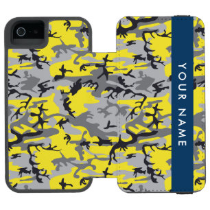 Gelb und Grau Camouflage Ihr Name personalisieren Incipio Watson™ iPhone 5 Geldbörsen Hülle